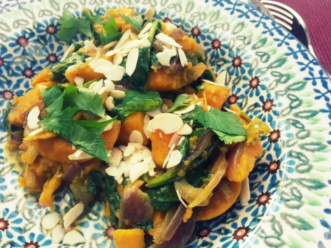 Sweet potato curry with parsley almonds ana's Bananas Blog