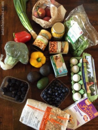 Week's groceries for easy recipes